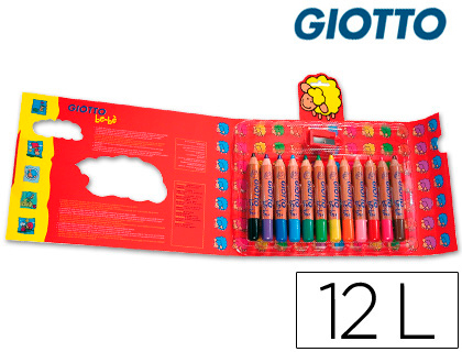 12 lápices de colores Giotto Super Bebé + sacapuntas